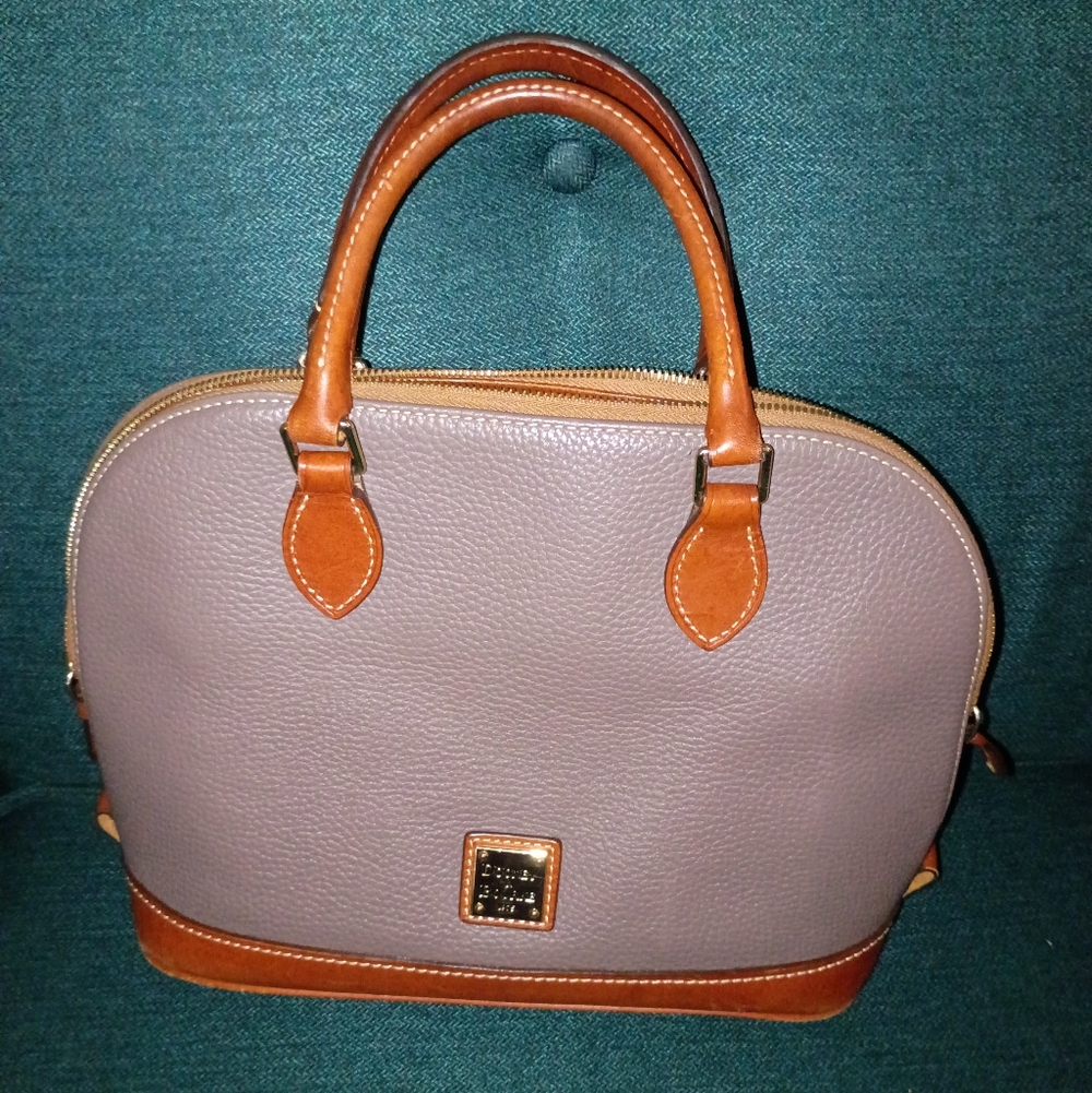 Dooney & Bourke Pebble Grain Zip Zip Satchel in the Elephant gray